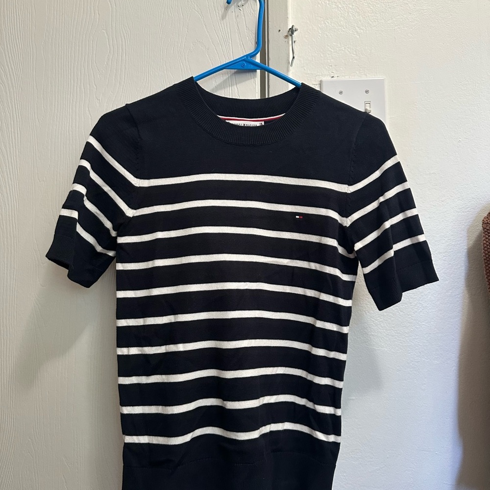 Tommy Hilfiger Black and White Short Sleeve Tee